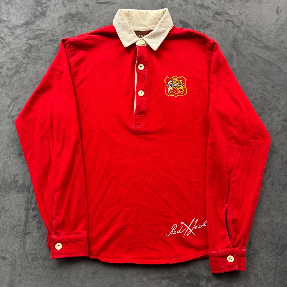 Red Jacket Mens Long Sleeve Rugby Shirt Red Cream Crest Number 10 Size 6